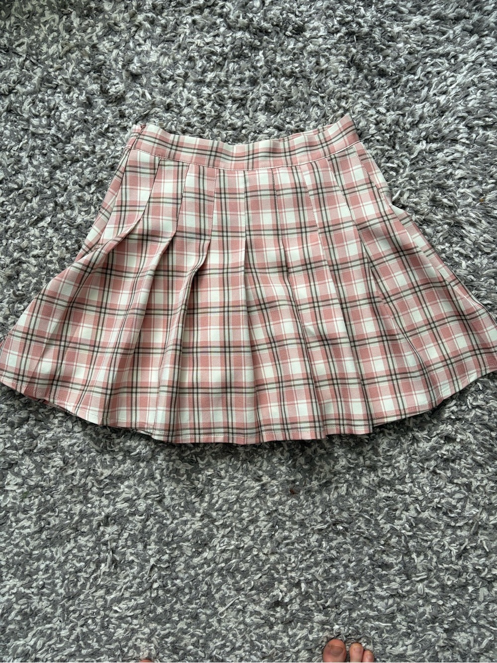 Pleated Pink Plaid A-Line Skirt